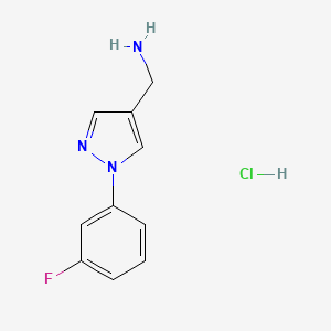 molecular formula C10H11ClFN3 B3059889 {[1-(3-Fluorophenyl)-1h-pyrazol-4-yl]methyl}amine hydrochloride CAS No. 1390655-01-2