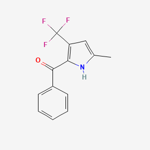 molecular formula C13H10F3NO B3059917 Methanone, [5-methyl-3-(trifluoromethyl)-1H-pyrrol-2-yl]phenyl- CAS No. 142991-72-8