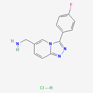 molecular formula C13H12ClFN4 B3059927 (3-(4-Fluorophenyl)-[1,2,4]triazolo[4,3-a]pyridin-6-yl)methanamine hydrochloride CAS No. 1439899-25-8
