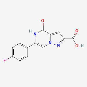 molecular formula C13H8FN3O3 B3059944 6-(4-Fluorophenyl)-4-oxo-4,5-dihydropyrazolo[1,5-a]pyrazine-2-carboxylic acid CAS No. 1443978-45-7