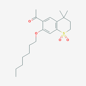 molecular formula C20H30O4S B3059957 Ethanone, 1-[7-(heptyloxy)-3,4-dihydro-4,4-dimethyl-1,1-dioxido-2H-1-benzothiopyran-6-yl]- CAS No. 153561-30-9