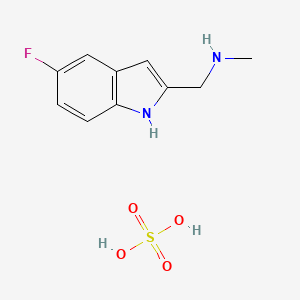 molecular formula C10H13FN2O4S B3059961 [(5-fluoro-1H-indol-2-yl)methyl]methylamine sulfate (2:1) CAS No. 1559059-72-1