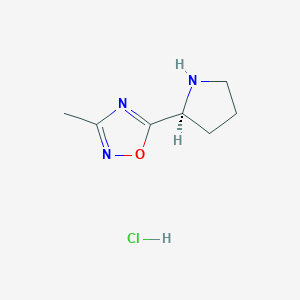 molecular formula C7H12ClN3O B3059980 3-Methyl-5-[(2S)-2-pyrrolidinyl]-1,2,4-oxadiazole hydrochloride CAS No. 1609388-45-5