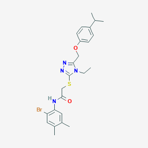 molecular formula C24H29BrN4O2S B305999 N-(2-bromo-4,5-dimethylphenyl)-2-[(4-ethyl-5-{[4-(propan-2-yl)phenoxy]methyl}-4H-1,2,4-triazol-3-yl)sulfanyl]acetamide 