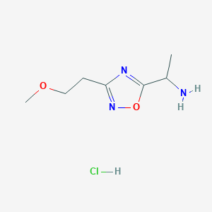 molecular formula C7H14ClN3O2 B3060005 {1-[3-(2-Methoxyethyl)-1,2,4-oxadiazol-5-yl]ethyl}amine hydrochloride CAS No. 1609399-93-0