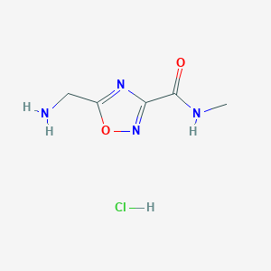 molecular formula C5H9ClN4O2 B3060012 5-(Aminomethyl)-N-methyl-1,2,4-oxadiazole-3-carboxamide hydrochloride CAS No. 1609400-47-6