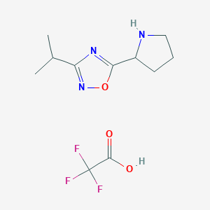 molecular formula C11H16F3N3O3 B3060060 3-Isopropyl-5-(2-pyrrolidinyl)-1,2,4-oxadiazole trifluoroacetate CAS No. 1609406-28-1