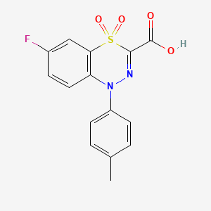 molecular formula C15H11FN2O4S B3060112 6-fluoro-1-(4-methylphenyl)-1H-4,1,2-benzothiadiazine-3-carboxylic acid 4,4-dioxide CAS No. 1708401-67-5