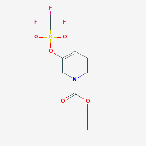 molecular formula C11H16F3NO5S B3060131 tert-Butyl 3-(((trifluoromethyl)sulfonyl)oxy)-5,6-dihydropyridine-1(2H)-carboxylate CAS No. 180691-65-0