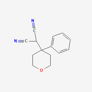 molecular formula C14H14N2O B3060200 2-(4-苯基四氢-2H-吡喃-4-基)丙二腈 CAS No. 1956355-01-3