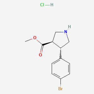 molecular formula C12H15BrClNO2 B3060202 trans-Methyl 4-(4-bromophenyl)pyrrolidine-3-carboxylate hcl CAS No. 1956380-68-9