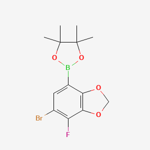 molecular formula C13H15BBrFO4 B3060262 5-Bromo-4-fluoro-2,3-methylenedioxyphenylboronic acid, pinacol ester CAS No. 2096334-54-0