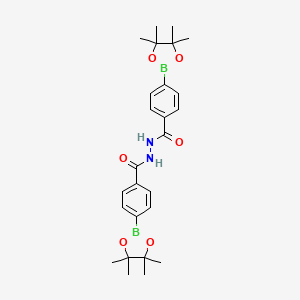 molecular formula C26H34B2N2O6 B3060270 4,4'-(Hydrazine-1,2-diylbis(oxomethylene))bis(4,1-phenylene)diboronic acid, pinaool ester CAS No. 2096338-52-0