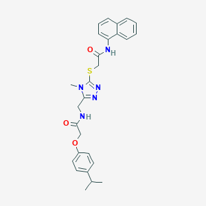 molecular formula C27H29N5O3S B306028 2-(4-isopropylphenoxy)-N-[(4-methyl-5-{[2-(1-naphthylamino)-2-oxoethyl]sulfanyl}-4H-1,2,4-triazol-3-yl)methyl]acetamide 
