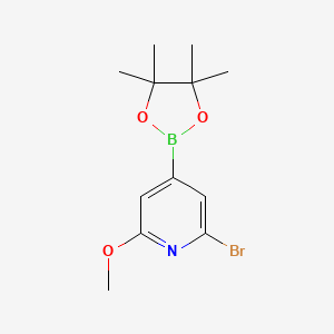 molecular formula C12H17BBrNO3 B3060285 2-Bromo-6-methoxypyridine-4-boronic acid, pinacol ester CAS No. 2096340-13-3
