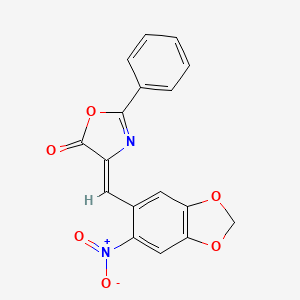 molecular formula C17H10N2O6 B3060308 (4Z)-4-[(6-nitro-1,3-benzodioxol-5-yl)methylidene]-2-phenyl-1,3-oxazol-5-one CAS No. 21873-12-1