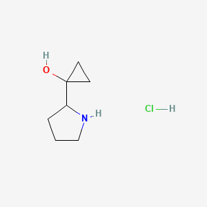 molecular formula C7H14ClNO B3060309 1-(2-Pyrrolidinyl)cyclopropanol hydrochloride CAS No. 2191401-19-9