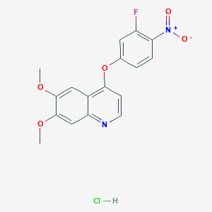 molecular formula C17H14ClFN2O5 B3060314 4-(3-氟-4-硝基苯氧基)-6,7-二甲氧基喹啉盐酸盐 CAS No. 2232877-37-9