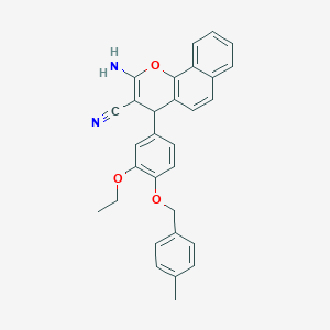 molecular formula C30H26N2O3 B306034 2-amino-4-{3-ethoxy-4-[(4-methylbenzyl)oxy]phenyl}-4H-benzo[h]chromene-3-carbonitrile 