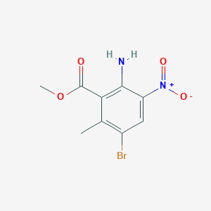 molecular formula C9H9BrN2O4 B3060344 苯甲酸，2-氨基-5-溴-6-甲基-3-硝基，甲酯 CAS No. 258508-84-8