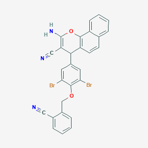 molecular formula C28H17Br2N3O2 B306037 2-amino-4-{3,5-dibromo-4-[(2-cyanobenzyl)oxy]phenyl}-4H-benzo[h]chromene-3-carbonitrile 