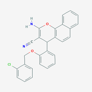 molecular formula C27H19ClN2O2 B306039 2-amino-4-{2-[(2-chlorobenzyl)oxy]phenyl}-4H-benzo[h]chromene-3-carbonitrile 