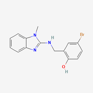 molecular formula C15H14BrN3O B3060452 4-Bromo-2-{[(1-methyl-1H-benzimidazol-2-YL)amino]methyl}phenol CAS No. 383902-28-1