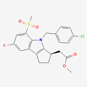 molecular formula C22H21ClFNO4S B3060615 methyl 2-[(3R)-4-(4-chlorobenzyl)-7-fluoro-5-(methylsulfonyl)-1,2,3,4-tetrahydrocyclopenta[b]indol-3-yl]acetate CAS No. 571170-92-8
