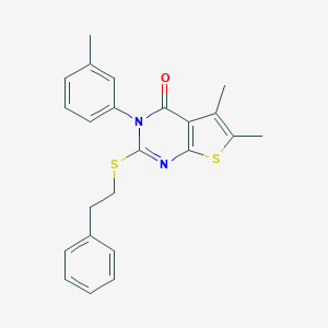 molecular formula C23H22N2OS2 B306063 5,6-dimethyl-3-(3-methylphenyl)-2-[(2-phenylethyl)sulfanyl]thieno[2,3-d]pyrimidin-4(3H)-one 