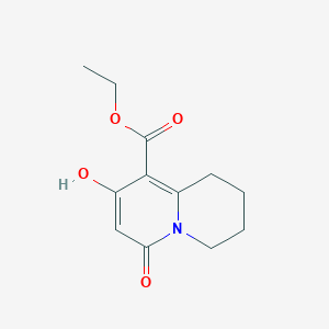 molecular formula C12H15NO4 B3060650 ethyl 8-hydroxy-6-oxo-1,3,4,6-tetrahydro-2H-quinolizine-9-carboxylate CAS No. 61486-97-3