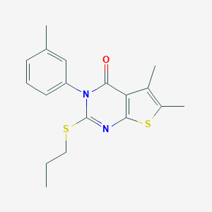molecular formula C18H20N2OS2 B306068 5,6-dimethyl-3-(3-methylphenyl)-2-(propylsulfanyl)thieno[2,3-d]pyrimidin-4(3H)-one 