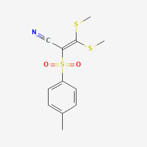 molecular formula C12H13NO2S3 B3060720 2-Propenenitrile, 2-[(4-methylphenyl)sulfonyl]-3,3-bis(methylthio)- CAS No. 70186-54-8