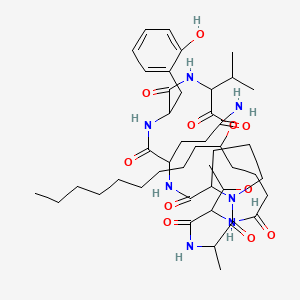3-[6-(1-Hydroxyethyl)-18-[(2-hydroxyphenyl)methyl]-3-methyl-12-nonyl-2,5,8,14,17,20,23-heptaoxo-15-propan-2-yl-13-oxa-1,4,7,16,19,22-hexazabicyclo[22.3.0]heptacosan-21-yl]propanamide