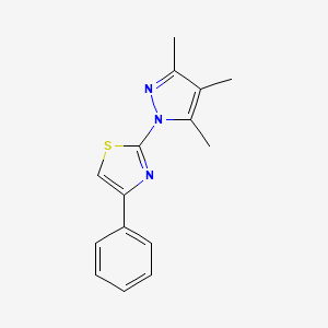 molecular formula C15H15N3S B3060776 4-phenyl-2-(3,4,5-trimethyl-1H-pyrazol-1-yl)-1,3-thiazole CAS No. 82100-73-0