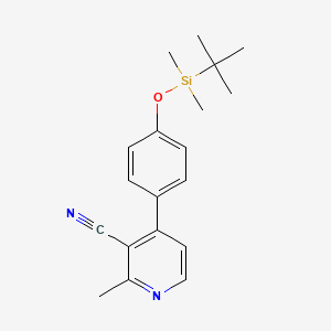 molecular formula C19H24N2OSi B3060806 4-(4-([tert-Butyl(dimethyl)silyl]oxy)phenyl)-2-methylnicotinonitrile CAS No. 881423-32-1