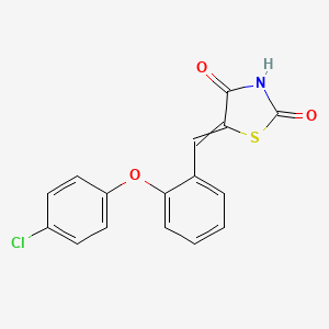 molecular formula C16H10ClNO3S B3060855 5-[[2-(4-氯苯氧基)苯基]亚甲基]-1,3-噻唑烷-2,4-二酮 CAS No. 917602-13-2