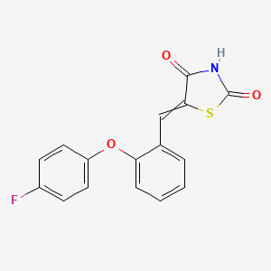 molecular formula C16H10FNO3S B3060856 5-[[2-(4-Fluorophenoxy)phenyl]methylidene]-1,3-thiazolidine-2,4-dione CAS No. 917602-16-5