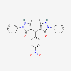 molecular formula C27H23N5O4 B3060880 1H-Pyrazol-5-ol, 4,4'-[(4-nitrophenyl)methylene]bis[3-methyl-1-phenyl- CAS No. 96068-42-7