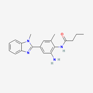 molecular formula C19H22N4O B3060906 N-[2-Amino-6-methyl-4-(1-methyl-1H-benzimidazol-2-yl)phenyl]butanamide CAS No. 1083158-65-9