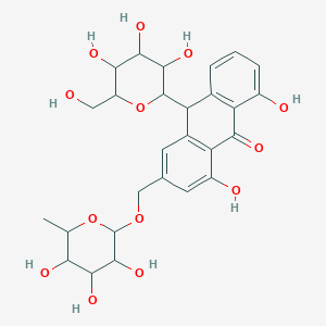 molecular formula C27H32O13 B3060907 1,8-dihydroxy-10-[3,4,5-trihydroxy-6-(hydroxymethyl)oxan-2-yl]-3-[(3,4,5-trihydroxy-6-methyloxan-2-yl)oxymethyl]-10H-anthracen-9-one CAS No. 11006-91-0