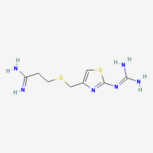 molecular formula C8H14N6S2 B3060917 3-((2-(Diaminomethyleneamino)thiazol-4-yl)methylthio)propanimidamide CAS No. 124646-10-2