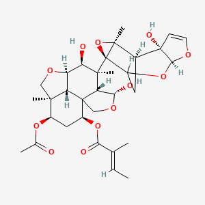 molecular formula C32H42O12 B3060926 [(4R,5R,6S,7S,8R,11R,12R,14S,15S)-12-Acetyloxy-4,7-dihydroxy-6-[(1R,2S,6S,9R,11S)-2-hydroxy-11-methyl-5,7,10-trioxatetracyclo[6.3.1.02,6.09,11]dodec-3-en-9-yl]-6,11-dimethyl-3,9-dioxatetracyclo[6.6.1.01,5.011,15]pentadecan-14-yl] (E)-2-methylbut-2-enoate CAS No. 134788-16-2