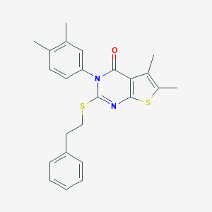molecular formula C24H24N2OS2 B306095 3-(3,4-dimethylphenyl)-5,6-dimethyl-2-[(2-phenylethyl)sulfanyl]thieno[2,3-d]pyrimidin-4(3H)-one 