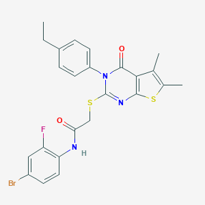 N-(4-bromo-2-fluorophenyl)-2-{[3-(4-ethylphenyl)-5,6-dimethyl-4-oxo-3,4-dihydrothieno[2,3-d]pyrimidin-2-yl]sulfanyl}acetamide