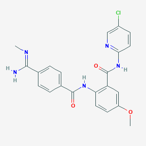 molecular formula C22H20ClN5O3 B3061042 N-(5-Chloro-2-pyridinyl)-2-((4-(imino(methylamino)methyl)benzoyl)amino)-5-methoxybenzamide CAS No. 330942-04-6