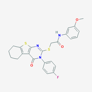 2-{[3-(4-fluorophenyl)-4-oxo-3,4,5,6,7,8-hexahydro[1]benzothieno[2,3-d]pyrimidin-2-yl]sulfanyl}-N-(3-methoxyphenyl)acetamide