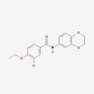 molecular formula C17H16BrNO4 B3061163 3-溴-N-(2,3-二氢-1,4-苯二氧杂环-6-基)-4-乙氧基苯甲酰胺 CAS No. 5840-40-4