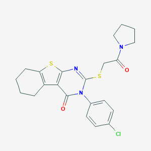 3-(4-chlorophenyl)-2-{[2-oxo-2-(1-pyrrolidinyl)ethyl]sulfanyl}-5,6,7,8-tetrahydro[1]benzothieno[2,3-d]pyrimidin-4(3H)-one