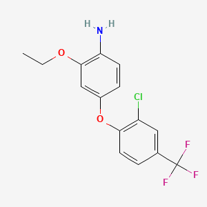 molecular formula C15H13ClF3NO2 B3061201 4-(2-Chloro-4-(trifluoromethyl)phenoxy)-2-ethoxybenzenamine CAS No. 64378-95-6