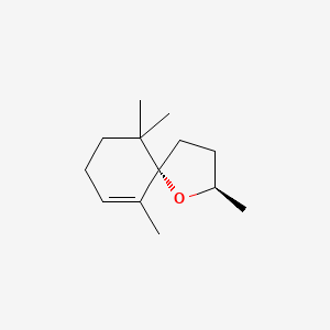 molecular formula C13H22O B3061214 1-氧杂螺(4.5)癸-6-烯，2,6,10,10-四甲基-，(2R,5S)- CAS No. 66537-40-4